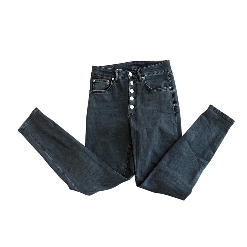 ALLSAINTS Jules W25 Black High Rise Button Fly Skinny Jeans 25